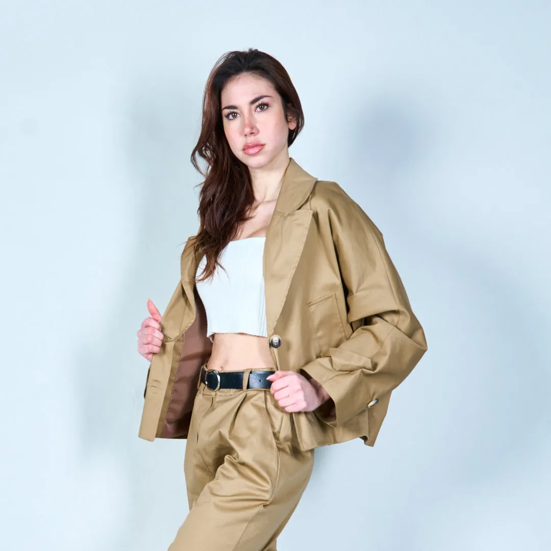 Cropped button-up jacket with pockets wholesale