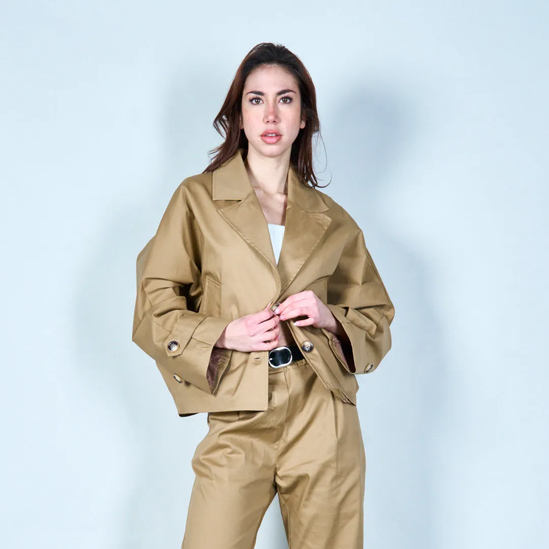 Cropped button-up jacket with pockets wholesale