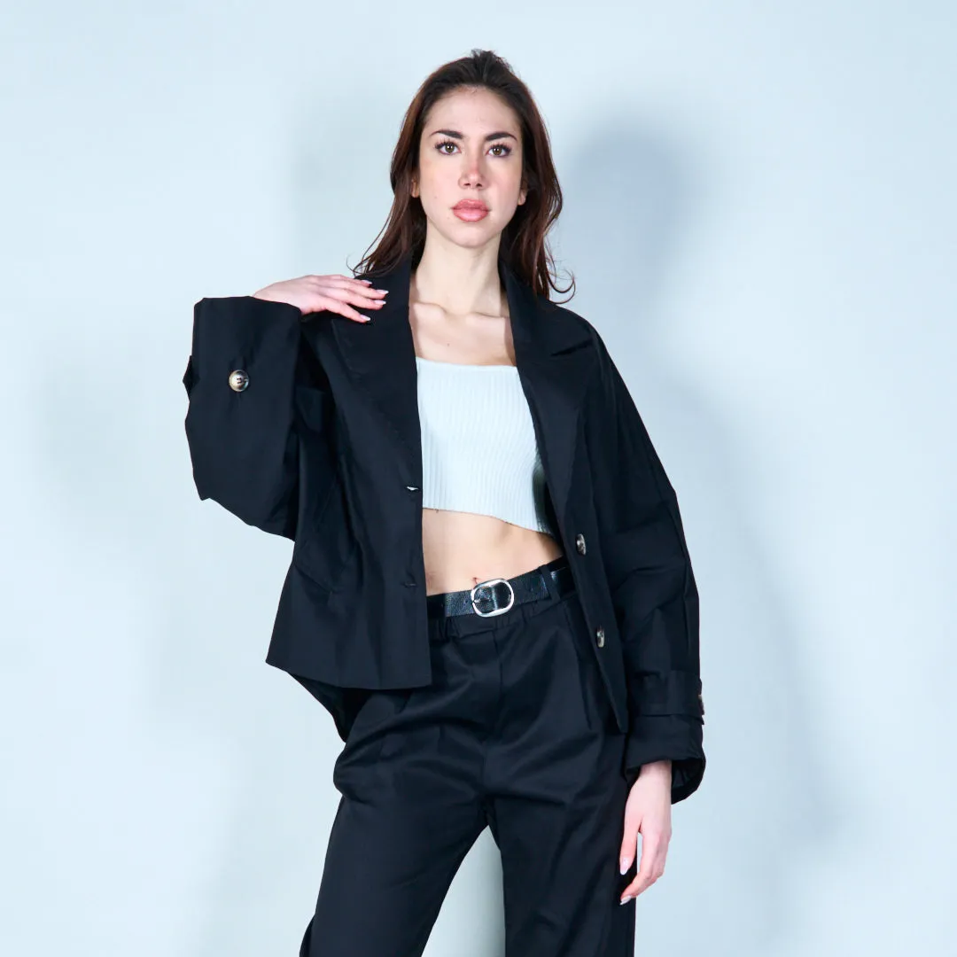 Cropped button-up jacket with pockets wholesale