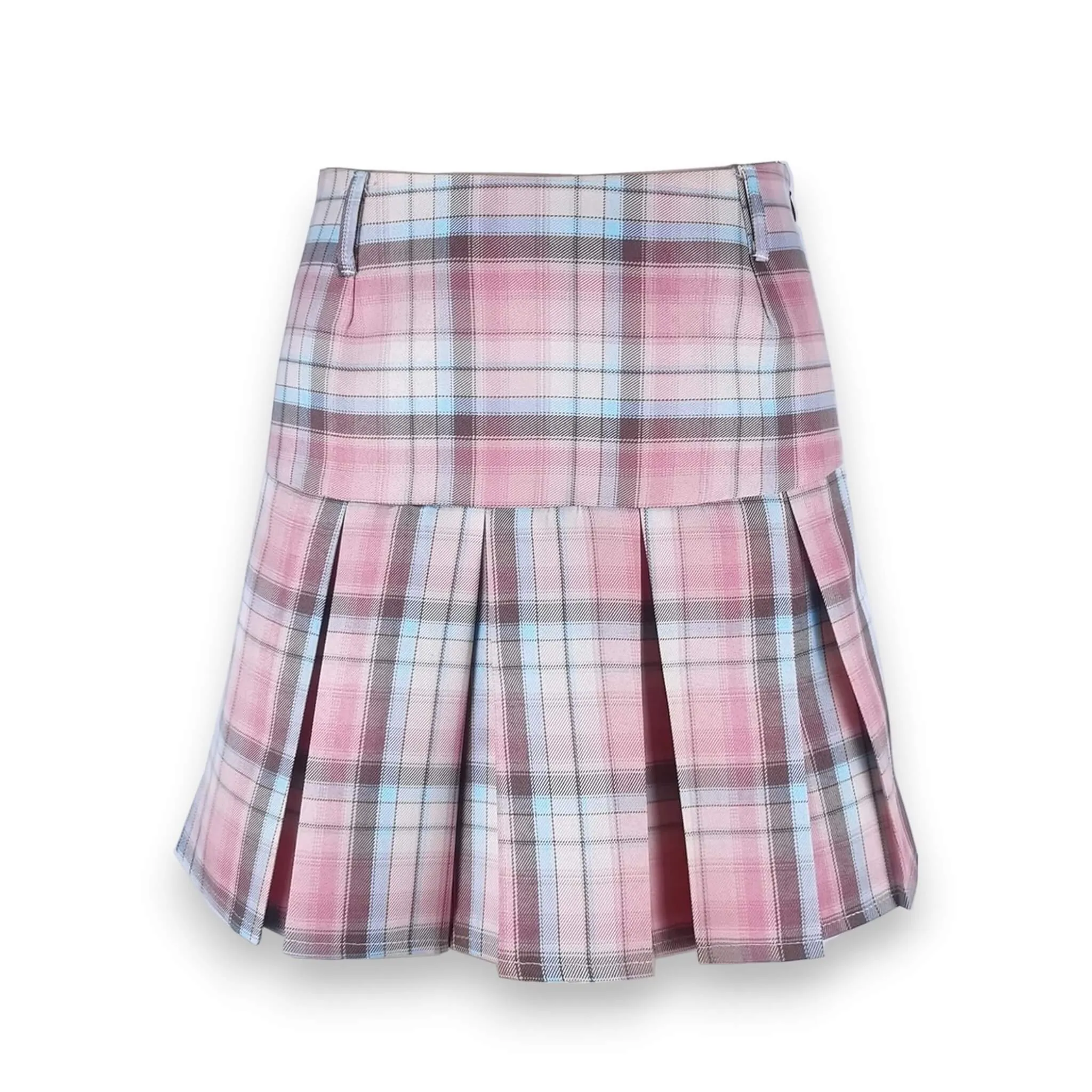 High Waisted Colorful Plaid Pleated Mini Skirt