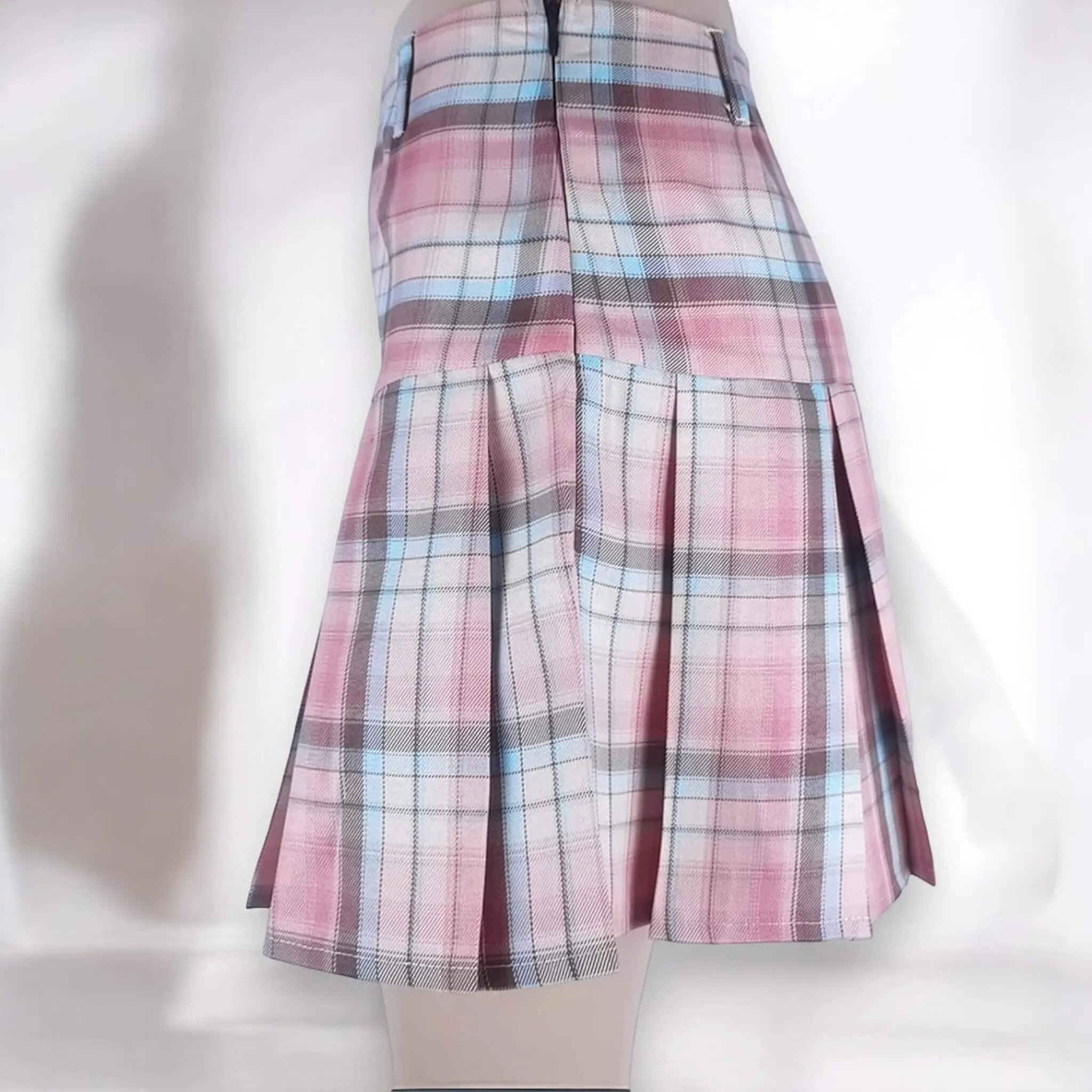 High Waisted Colorful Plaid Pleated Mini Skirt