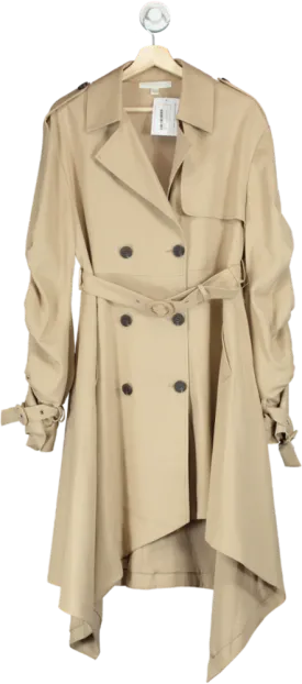 Jonathan Simkhai Beige Twill Tucked Sleeve Trench Coat In Neutral UK S