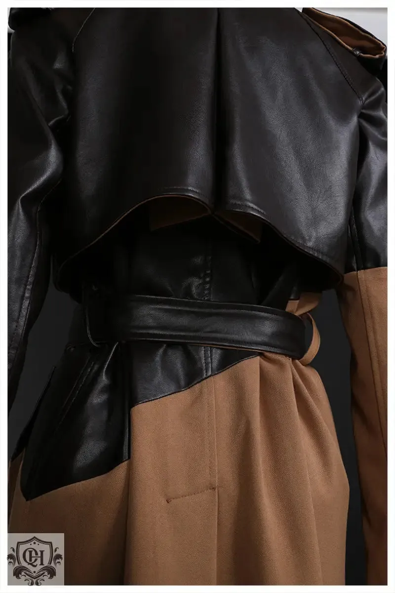 Khaki Lace-Up Long Coat