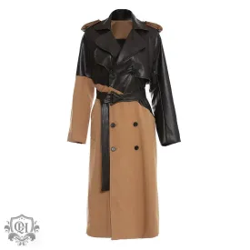 Khaki Lace-Up Long Coat