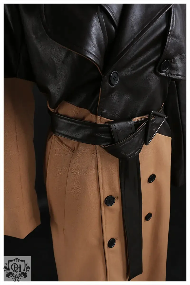 Khaki Lace-Up Long Coat
