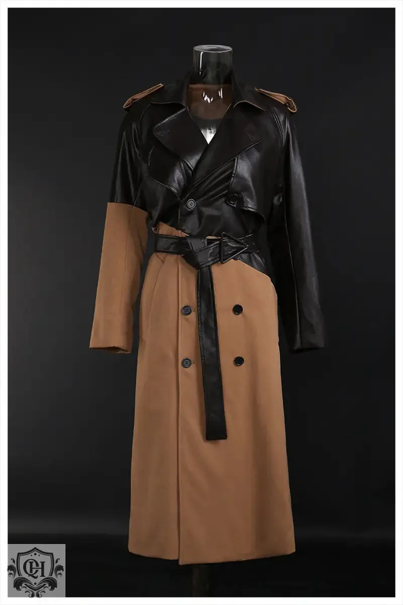 Khaki Lace-Up Long Coat