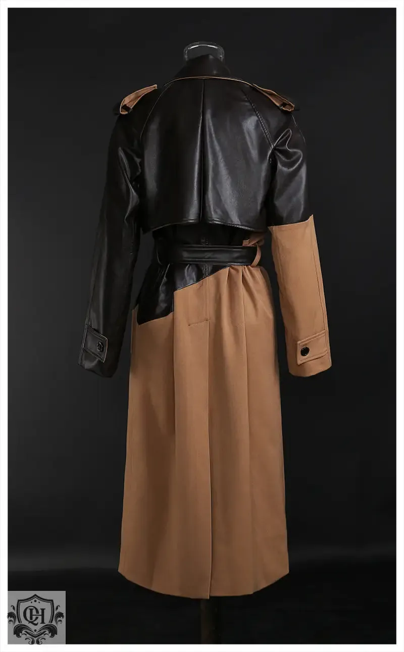 Khaki Lace-Up Long Coat