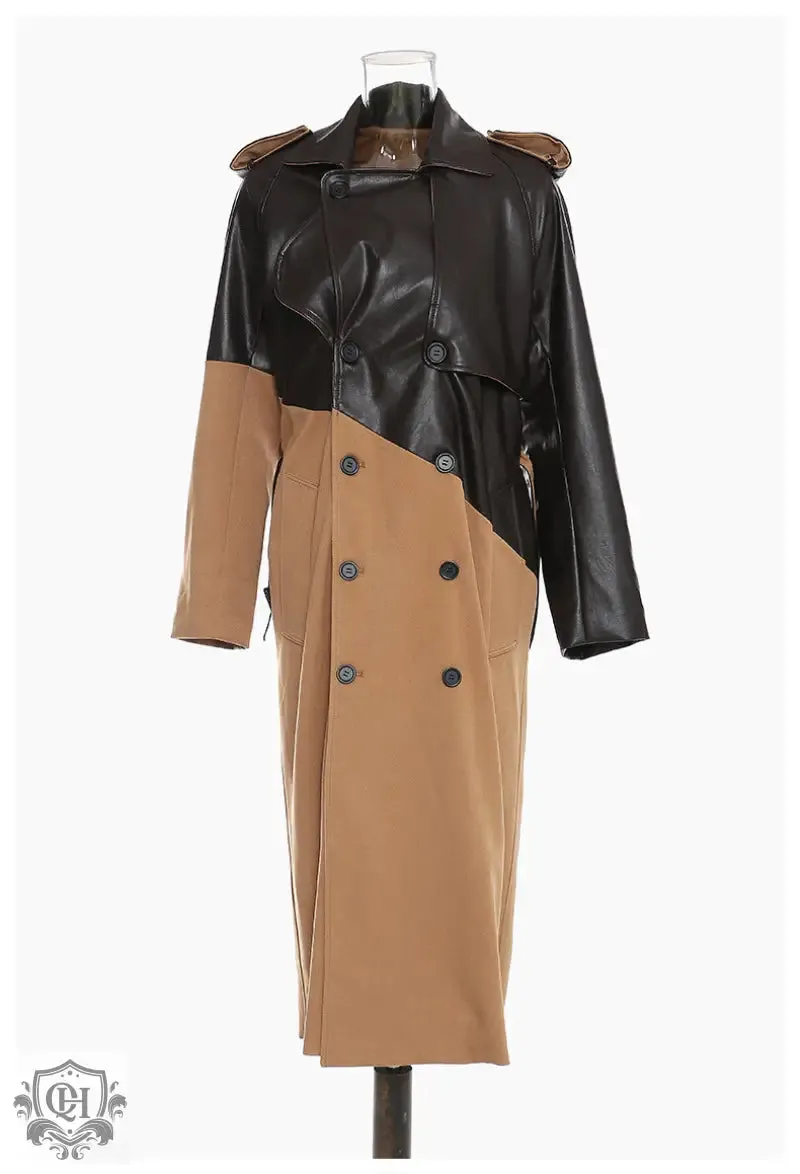 Khaki Lace-Up Long Coat