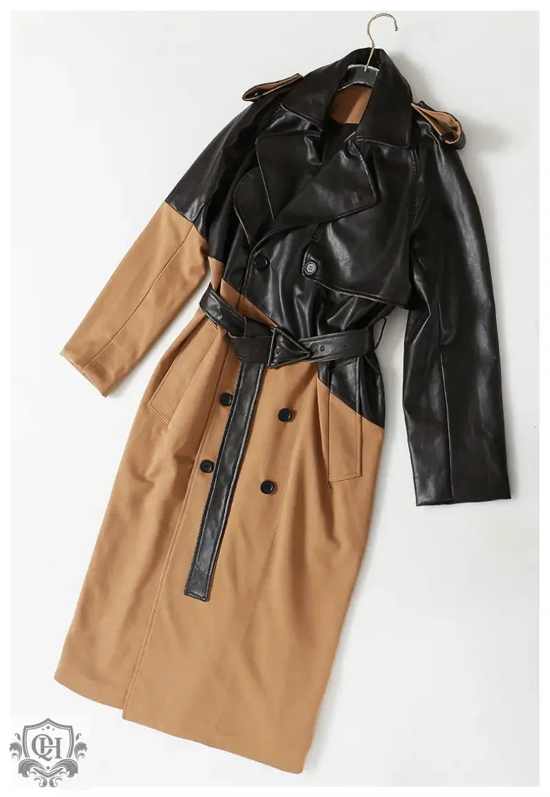 Khaki Lace-Up Long Coat