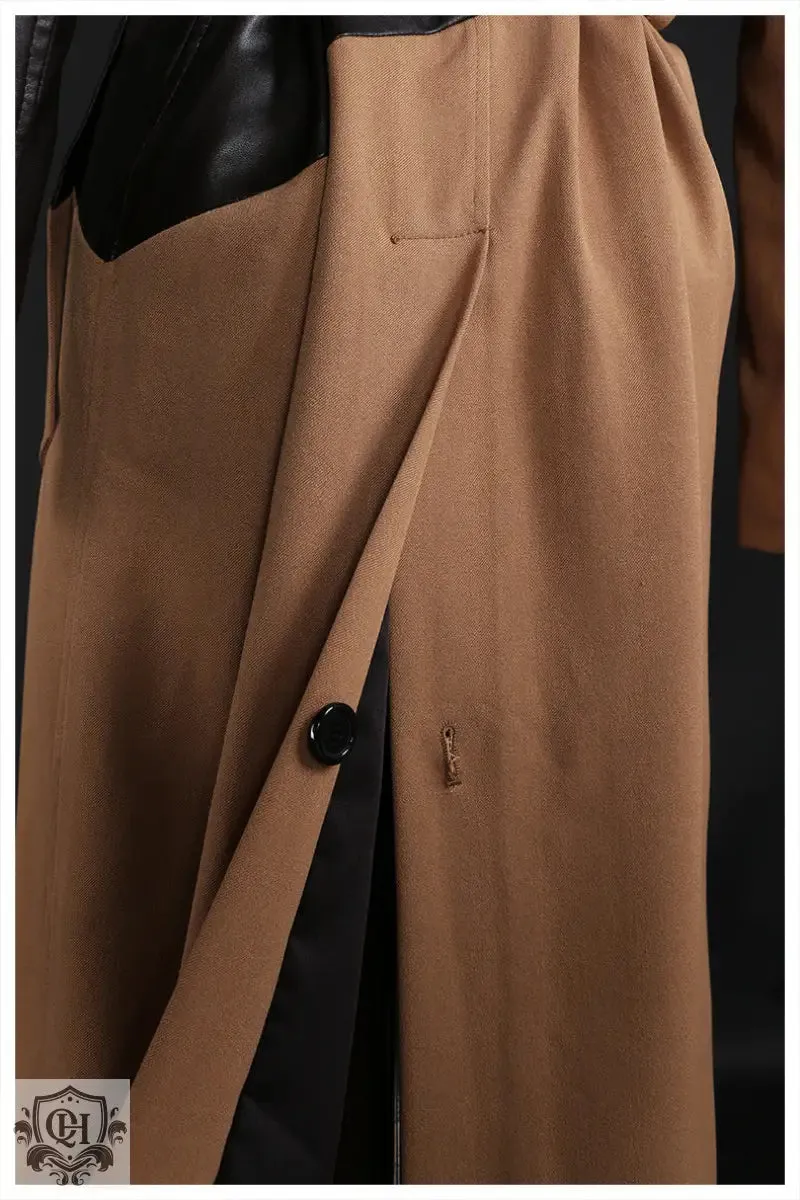 Khaki Lace-Up Long Coat
