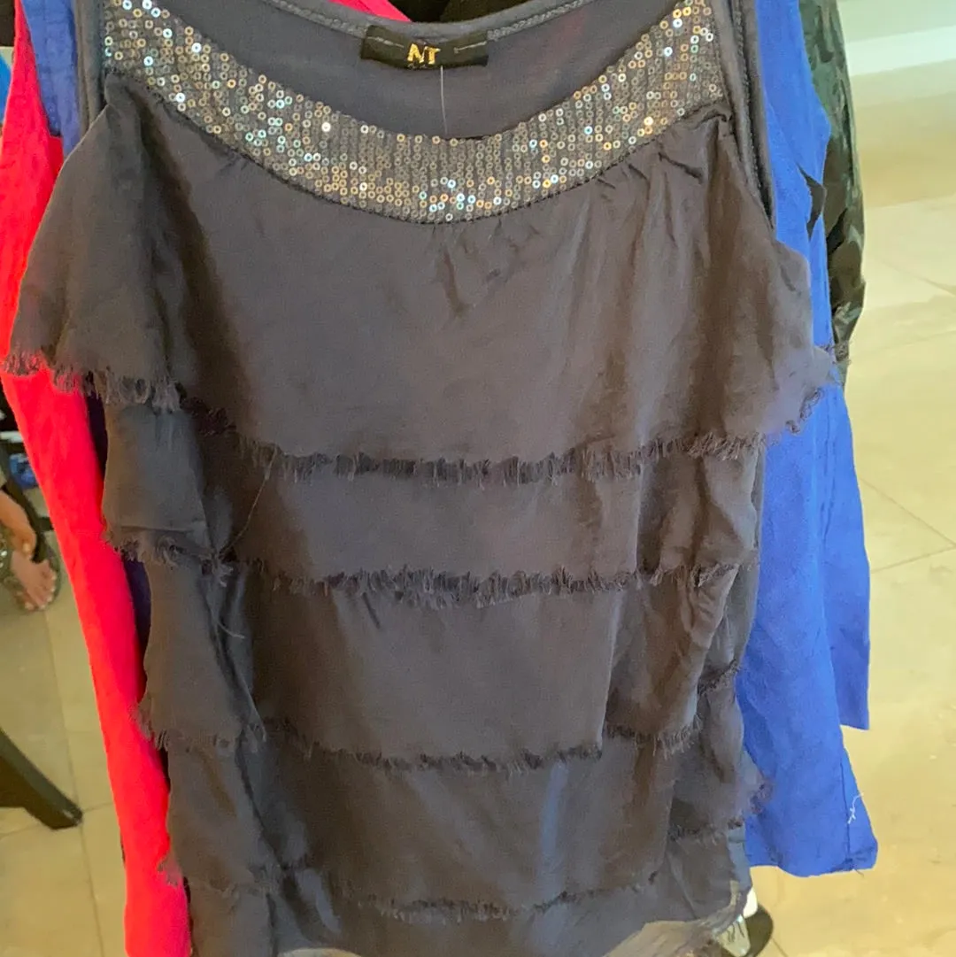 Layered Tank Top W/ Sequins Detail