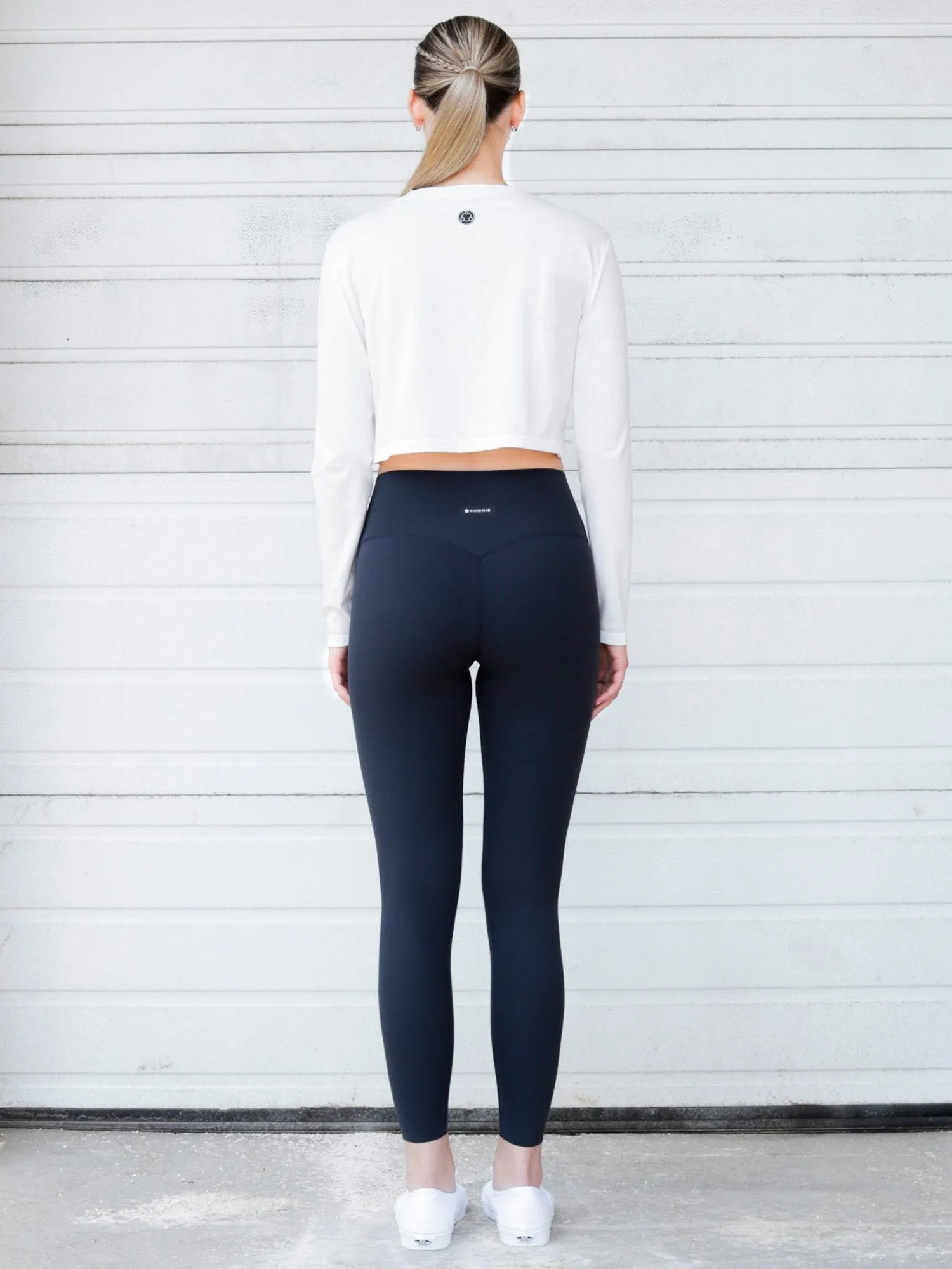 LONG SLEEVE COTTON CROP TOP, WHITE