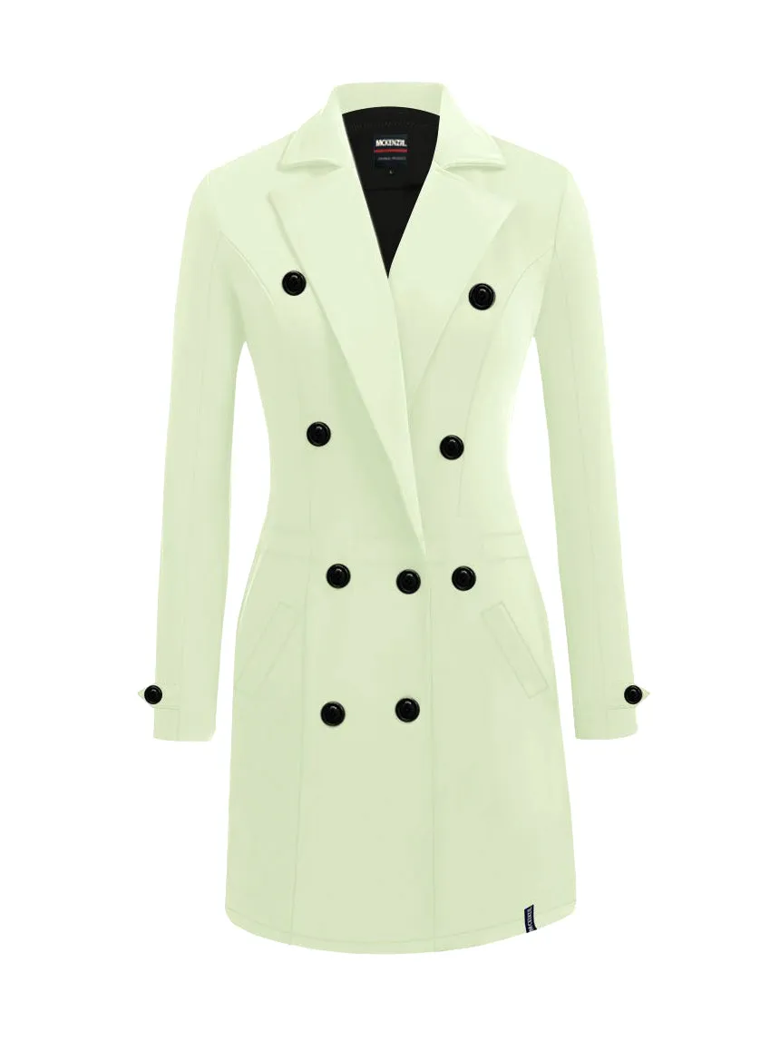 McKenzie Stylish Long Trench Coat For Ladies-Light Smoke Green-BR49