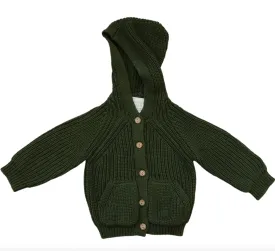 Mebie Baby - Hooded Knit Cardigan in Green