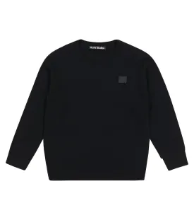 Mini face patch wool sweater black