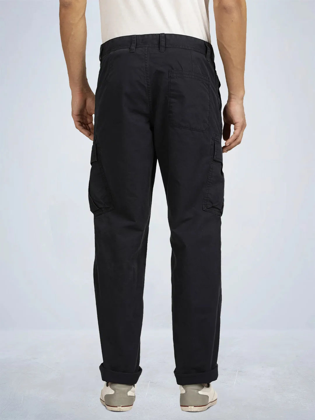 Navy Camo Printed Cargo Pants