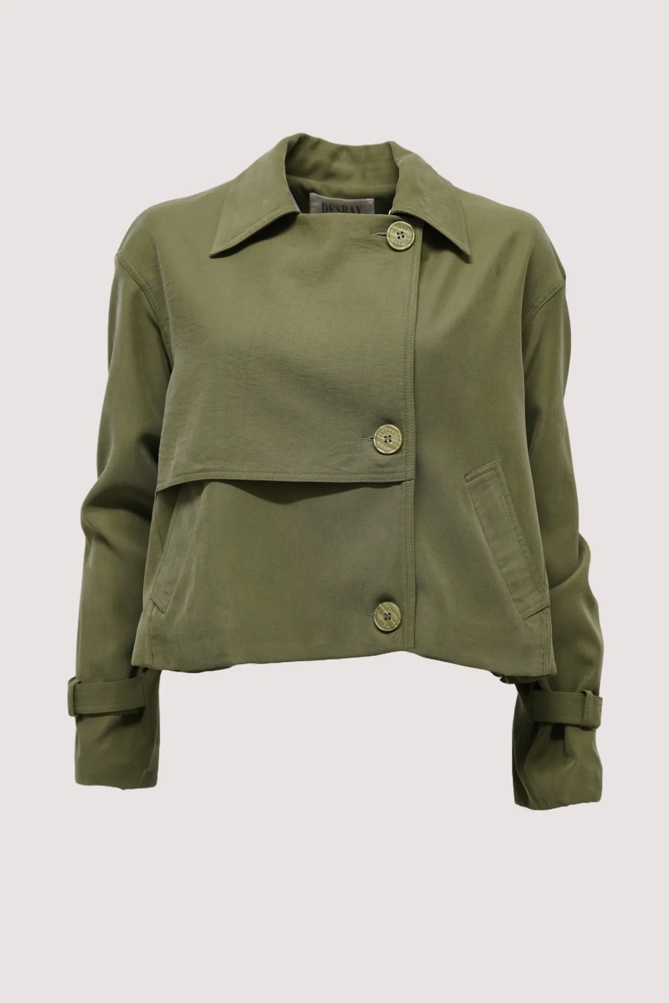 Olive Cropped Trench Coat