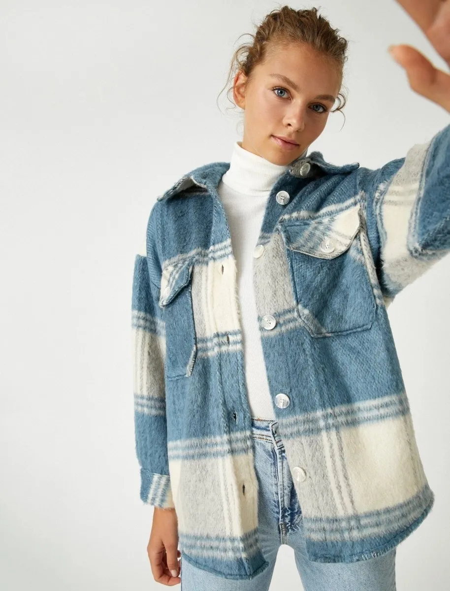 Plaid Shirt Jacket in Blue