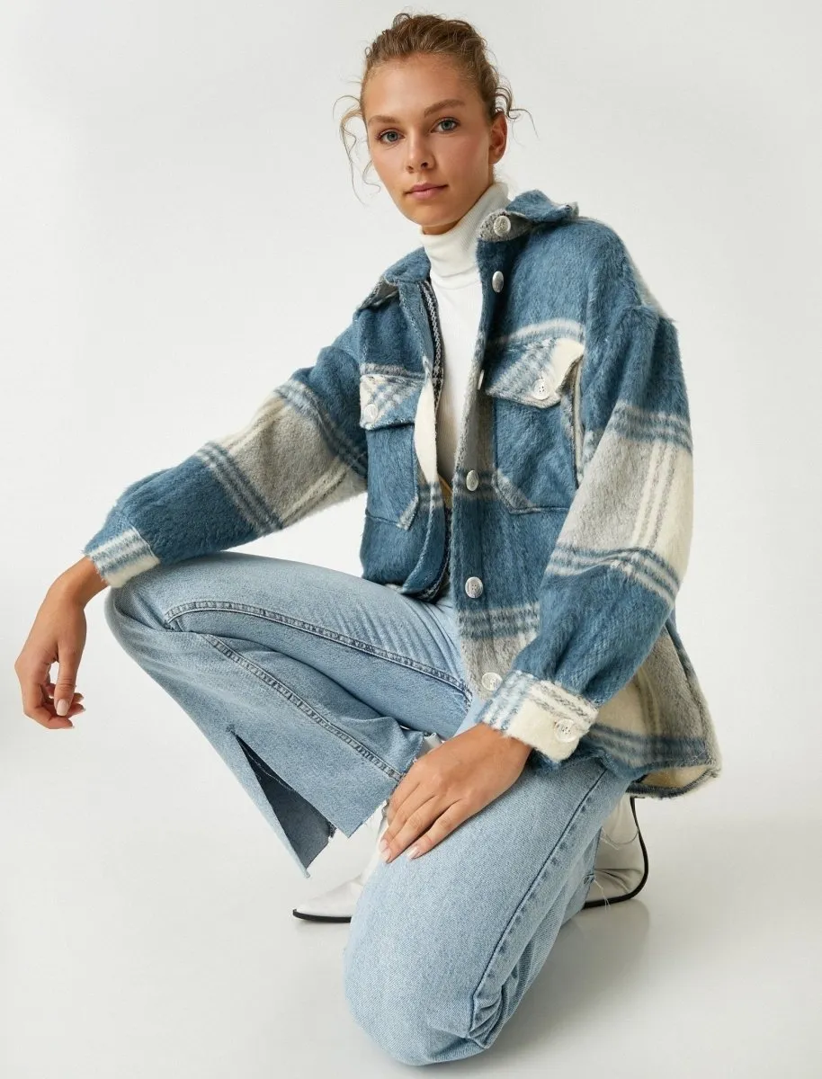 Plaid Shirt Jacket in Blue