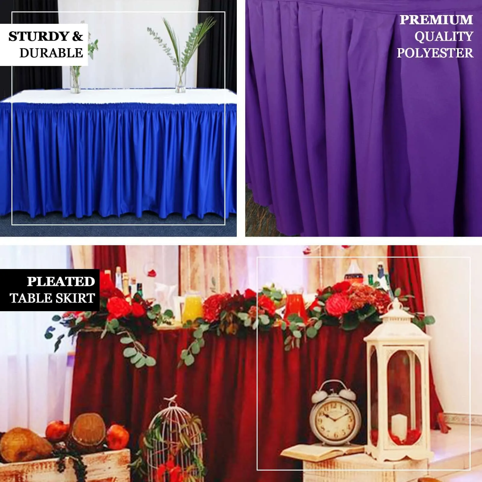 Polyester Table Skirt 21ft Red - Stylish Pleated Table Cover