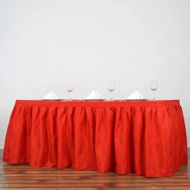 Polyester Table Skirt 21ft Red - Stylish Pleated Table Cover