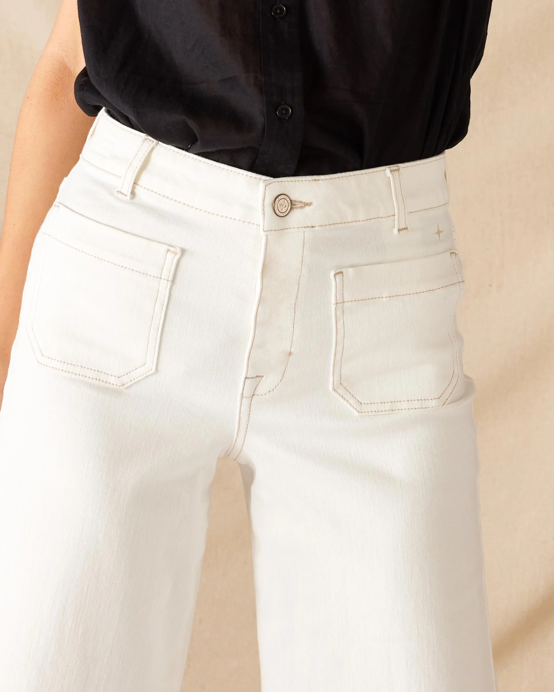 Sailor Cropped Wide Leg Jeans