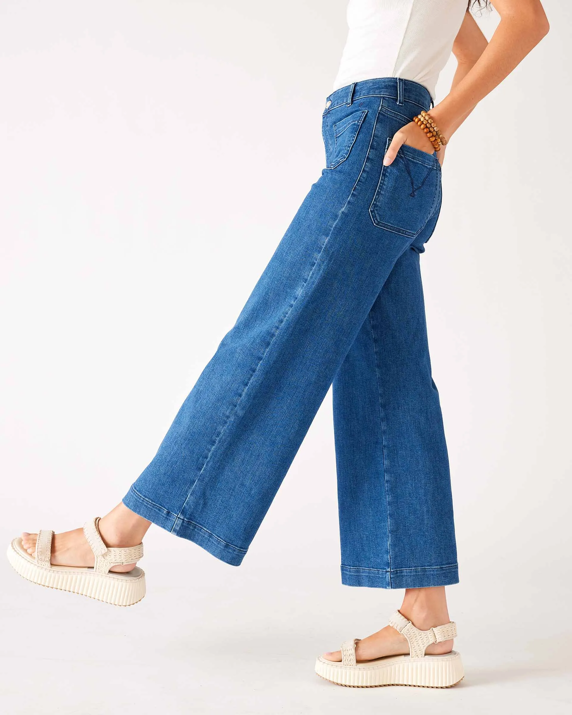Sailor Cropped Wide Leg Jeans