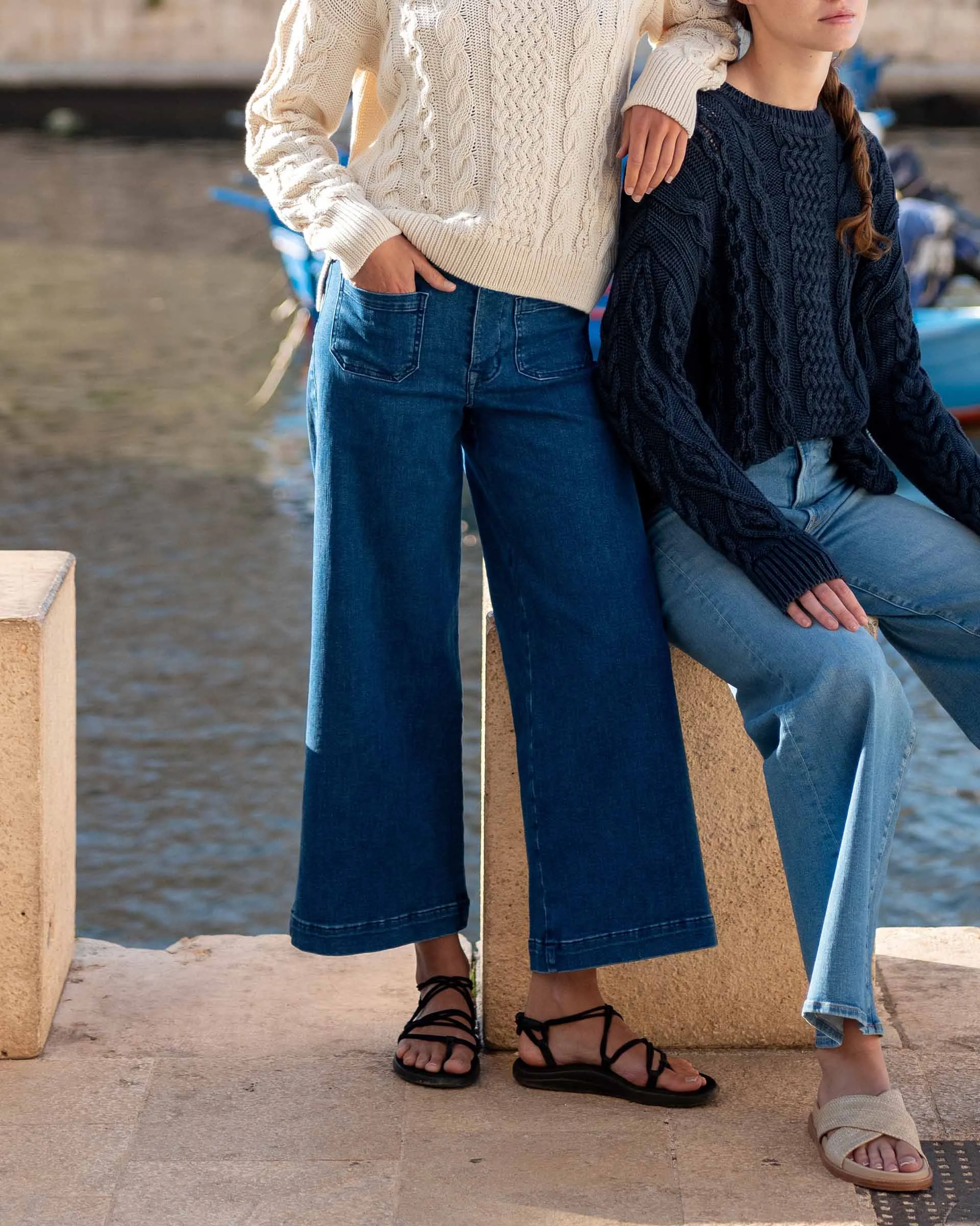 Sailor Cropped Wide Leg Jeans