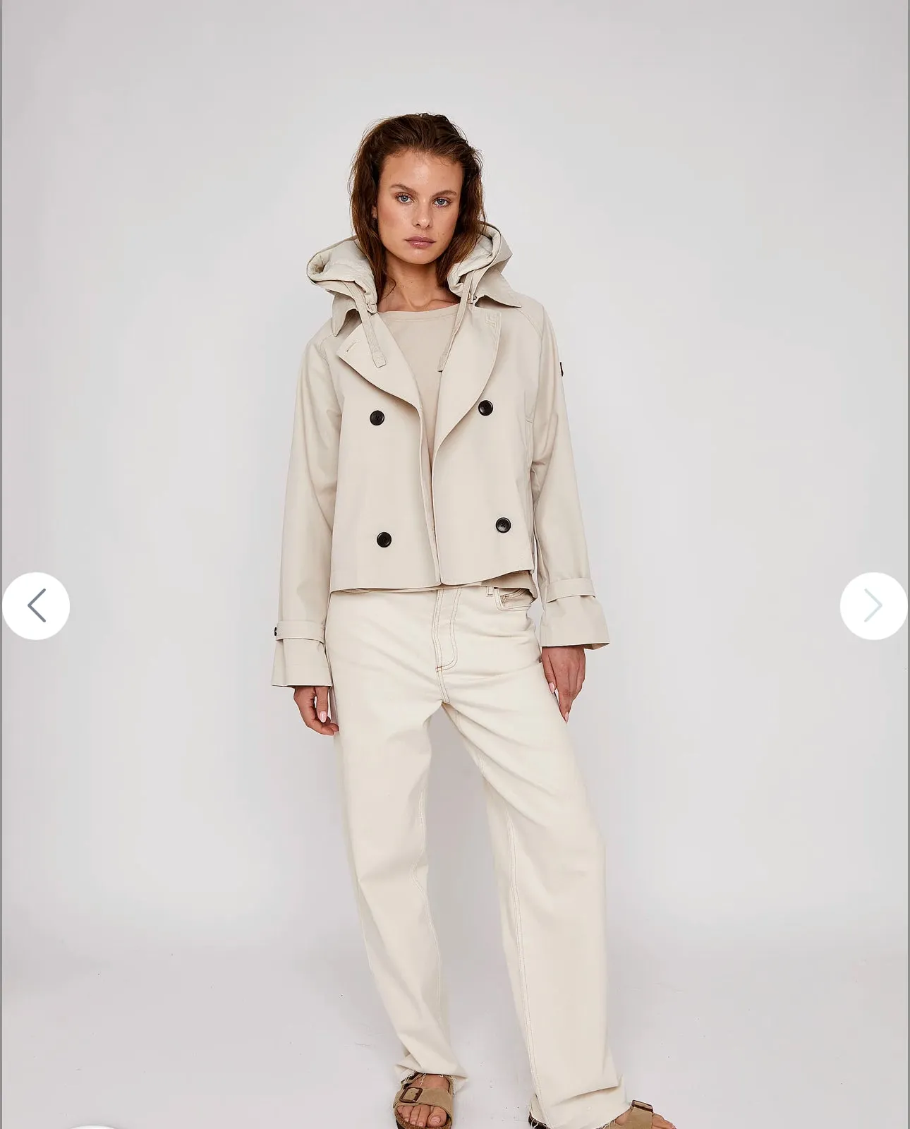 Short Trench with Removable Hood - Chalk