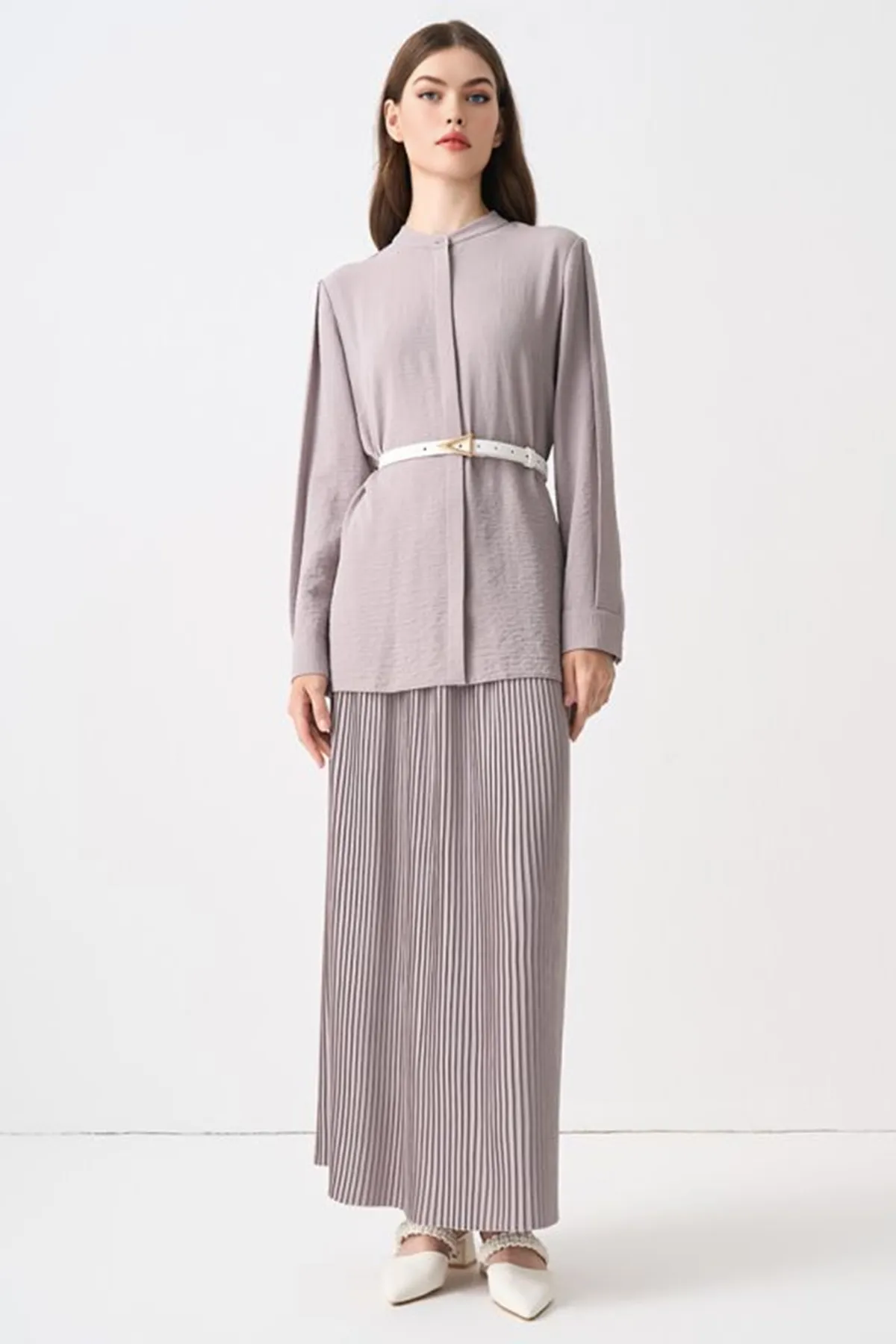Single Tone Pleated Flared Skirt