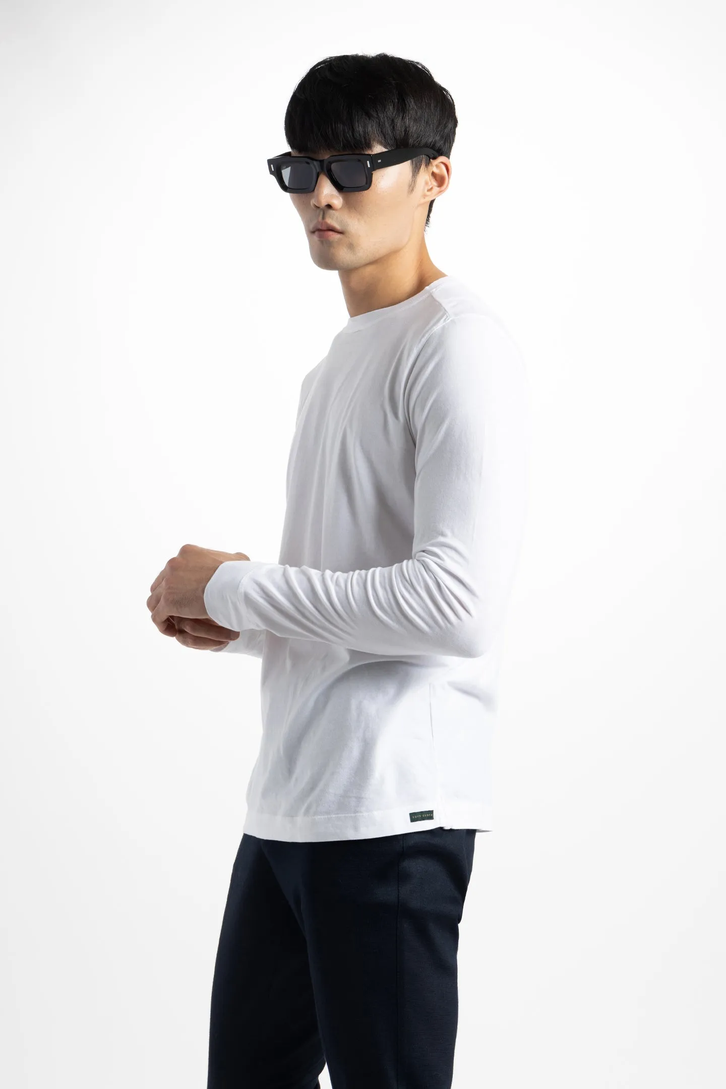 Soft Cloth Long Sleeve Malibu Crew Tee - White
