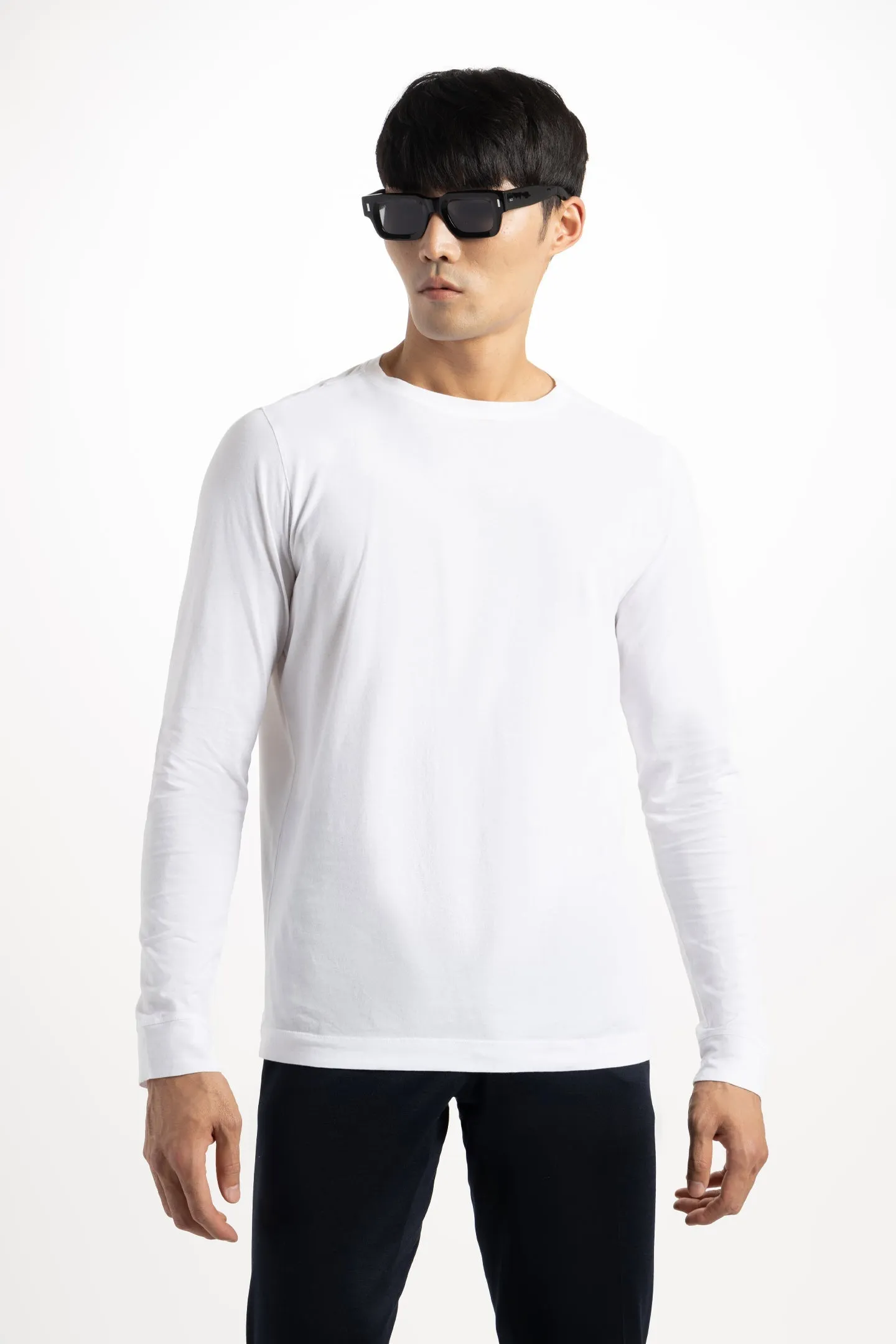 Soft Cloth Long Sleeve Malibu Crew Tee - White