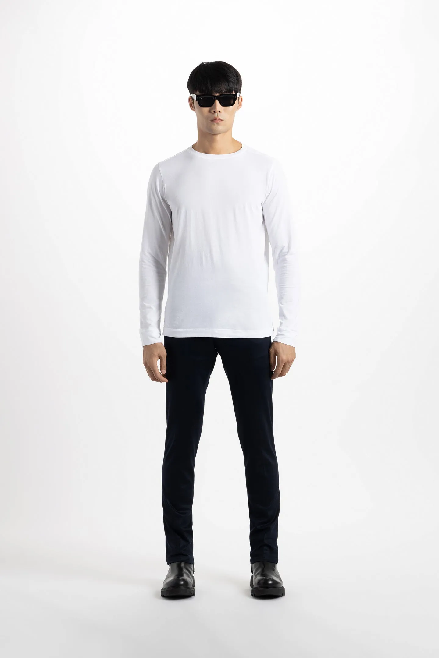 Soft Cloth Long Sleeve Malibu Crew Tee - White