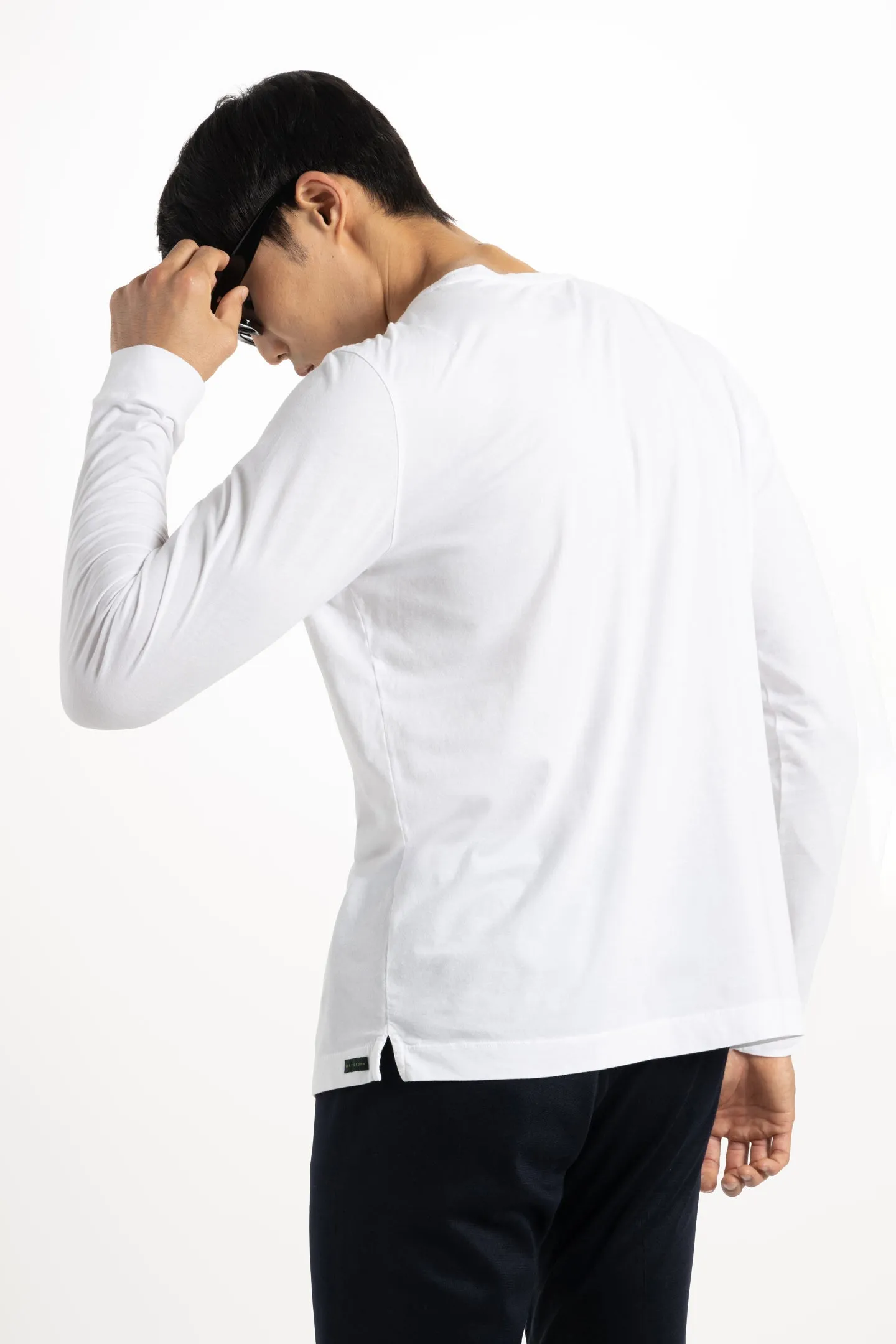 Soft Cloth Long Sleeve Malibu Crew Tee - White