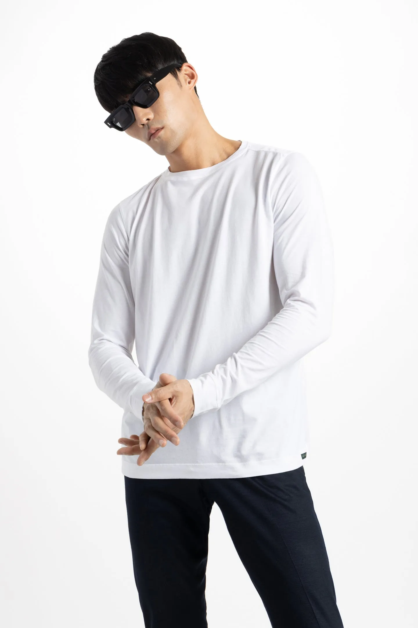 Soft Cloth Long Sleeve Malibu Crew Tee - White