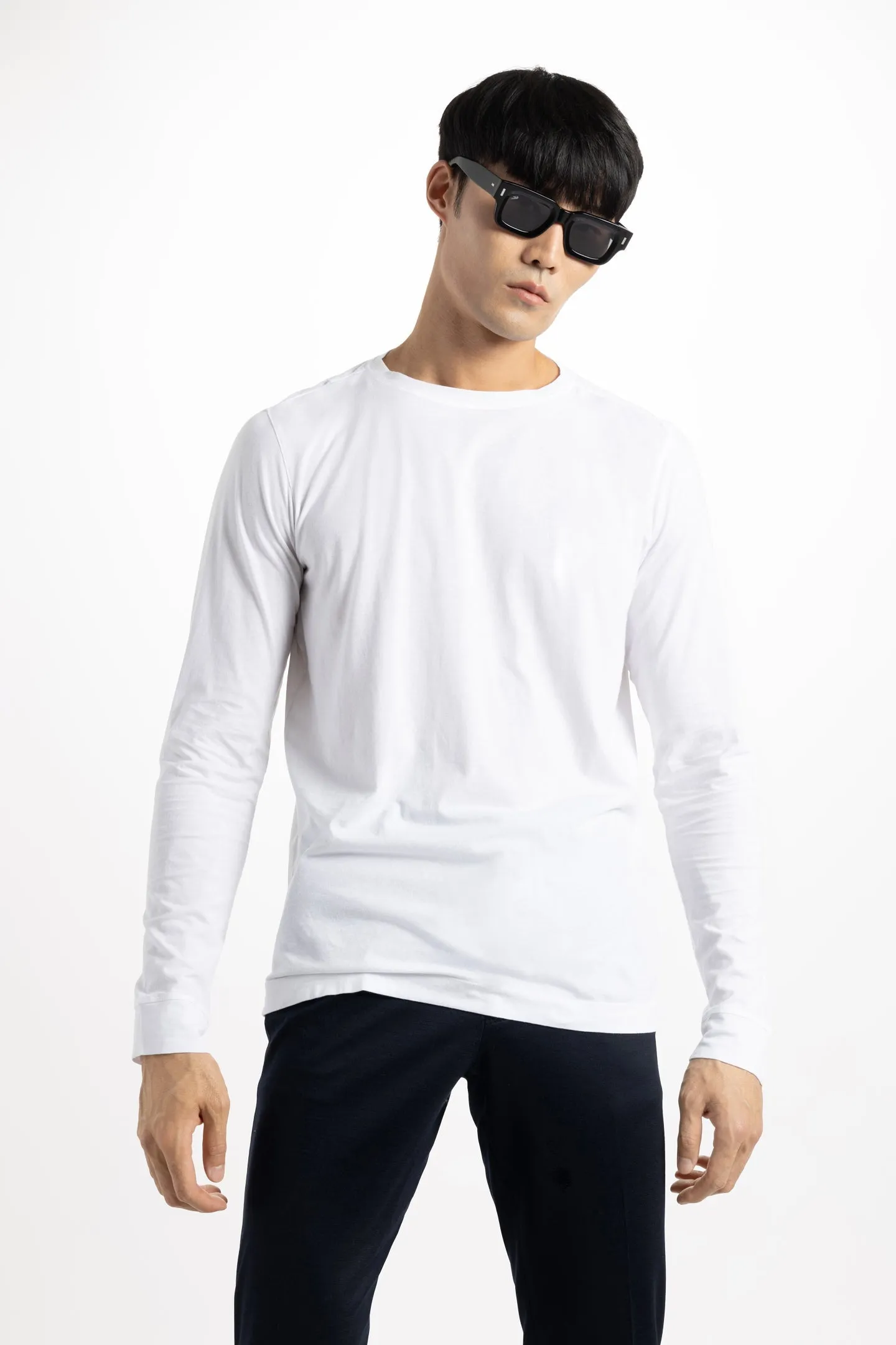 Soft Cloth Long Sleeve Malibu Crew Tee - White