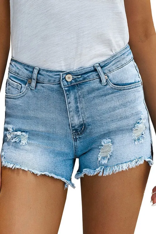 Super Stretch Cut Off Jean Shorts - Light Wash