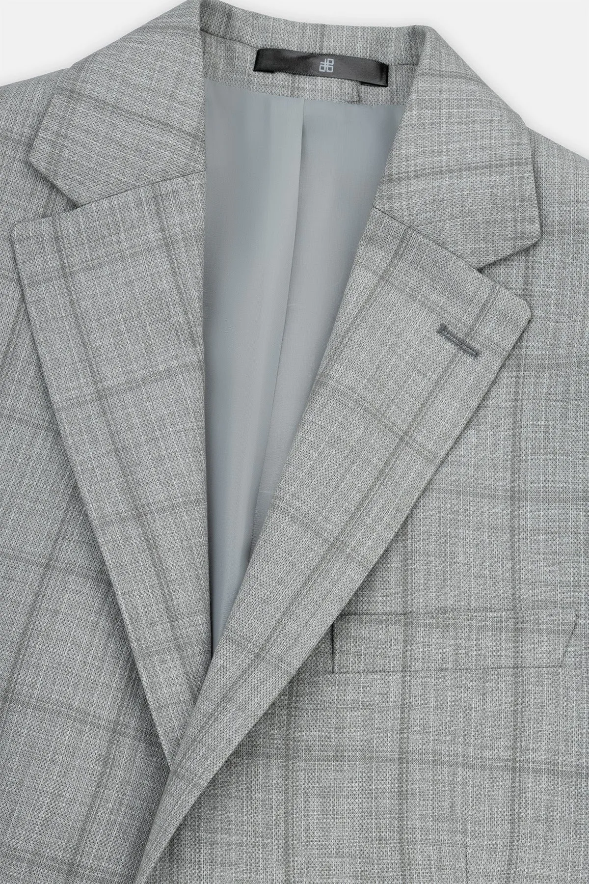 Twill Patterned Light Olive & Gray Blazer